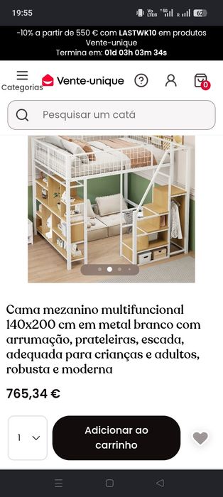 Cama mezanino 140x200 multifuncional