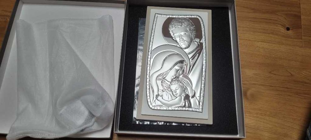 Beltrami Srebrny Obraz Święta Rodzina Ramka 16x28cm