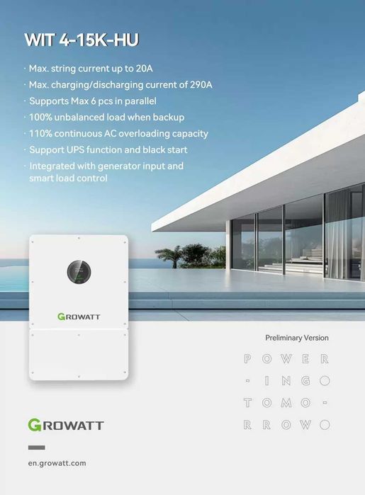 Inversor Trifásico Hibrido LV Growatt 8KW WIT 8K-HU