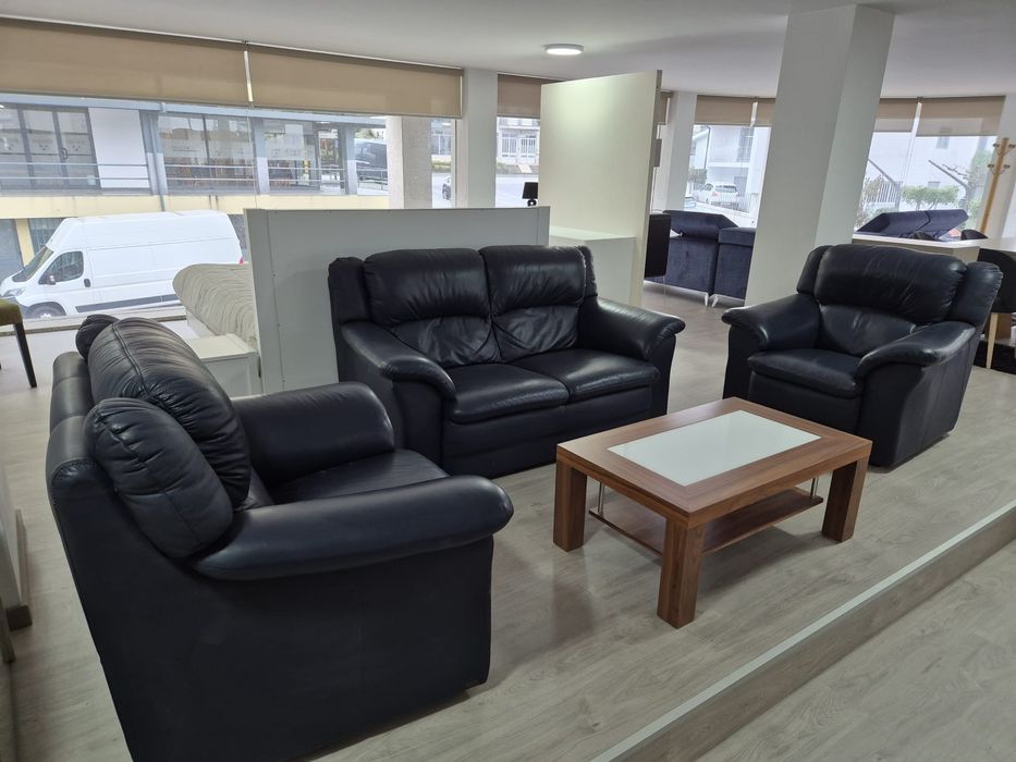 Sofas pele natural azul