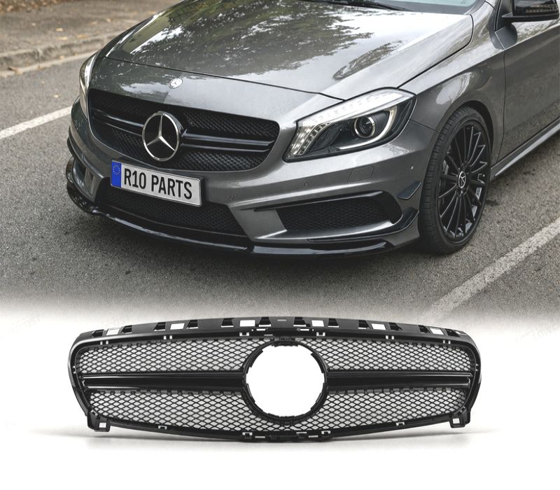 GRELHA FRONTAL MERCEDES CLASE A W17612-15 LOOK AMG A45 PRETO BRILHANTE