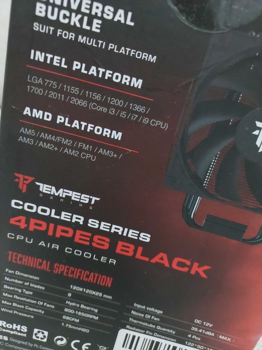 Tempest CPU Cooler Universal / AMD/INTEL / PRETO / NOVO