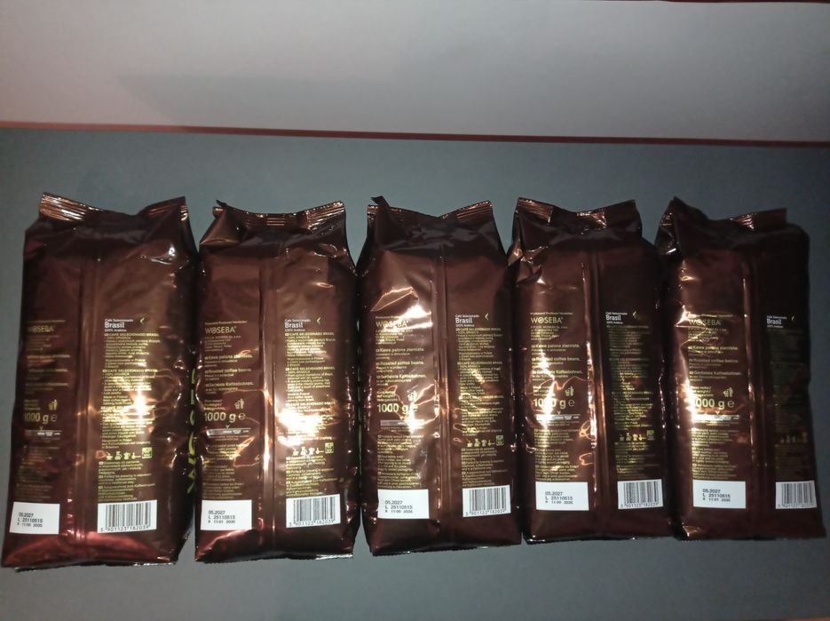 Nowa Kawa Woseba 5 paczek 1 kg ziarnista 100% Arabica sztuki pyszna