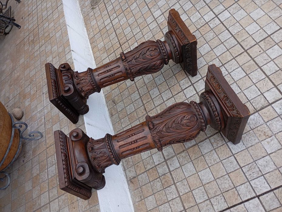 Aparador Antigo Consola Colunas Talhadas a Mão Pedra Rara do Mar Egeu