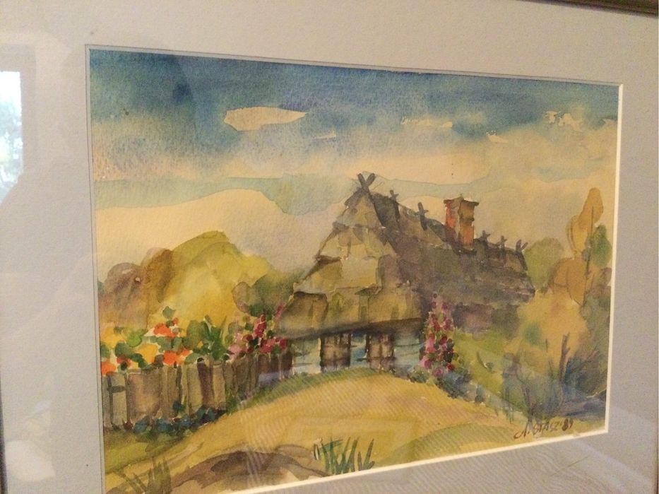 Stara chata,Kazimierz Dolny,Agata Stasz,1989 r,akwarela,grafika,obraz.