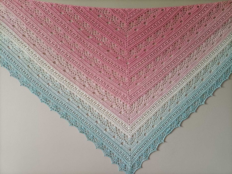 Chusta Ombre, ręcznie robiona na szydełku, Bambus, Handmade