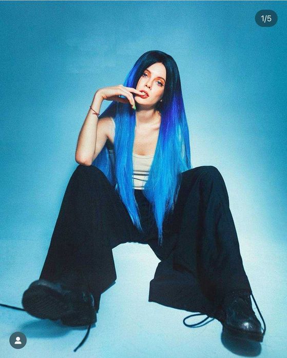 Парик синий, классный парик на голову перука