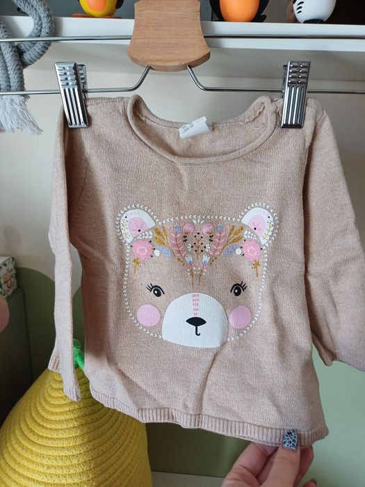 Sweterek miś boho r.68 h&m