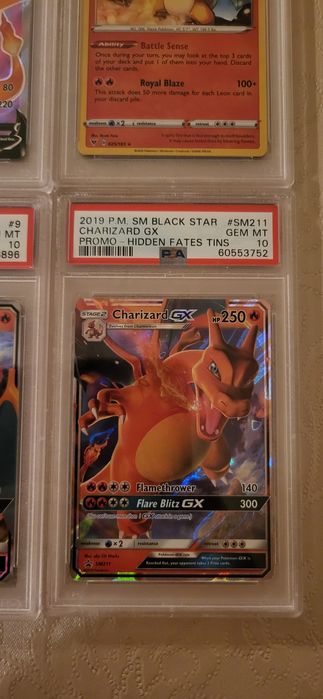 4 slabs de cartas Pokémon Charizard psa 10