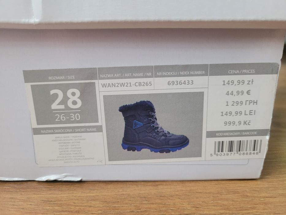 Buty kozaki chłopięce na zimę rozmiar 28