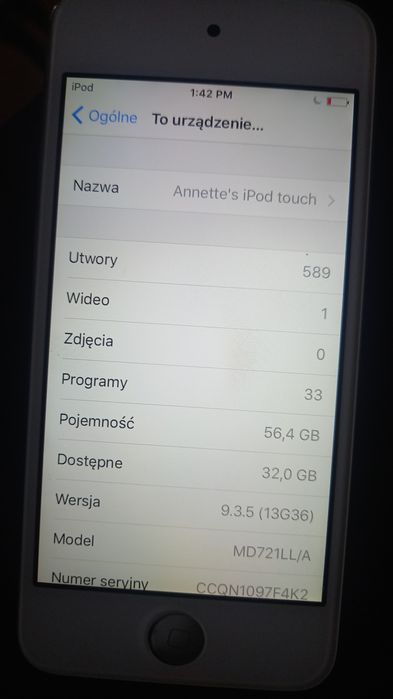 IPod 5gen 64gb uszkodzony