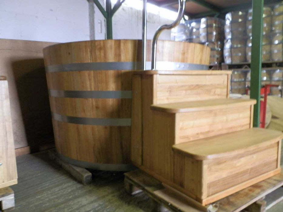 Banheira de Madeira - Ofurô Redondo - Acácia - Várias Dimensões