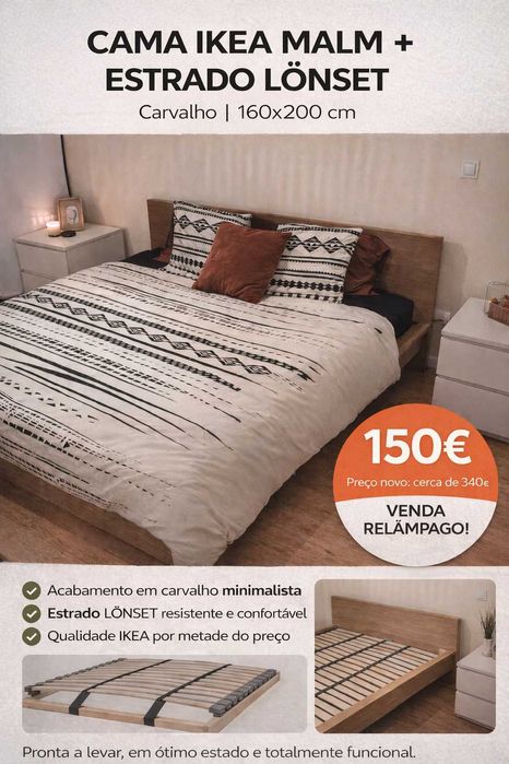 Cama Malm 160 cm / usada
