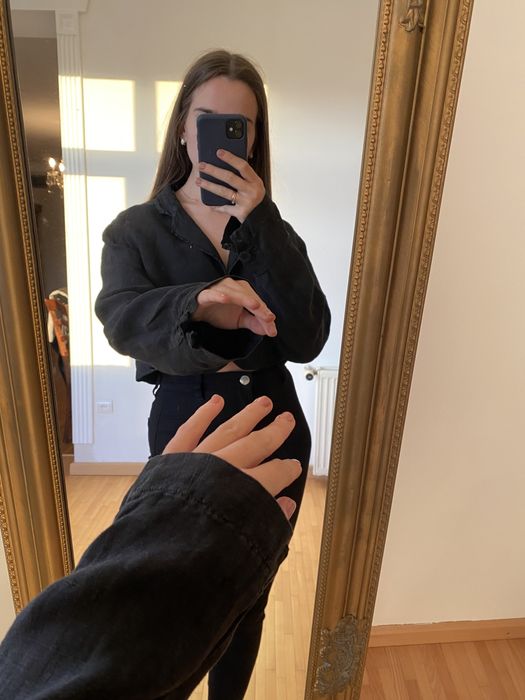 Укорочений лянний піджак Оверсайз М-Л Італія Angysix