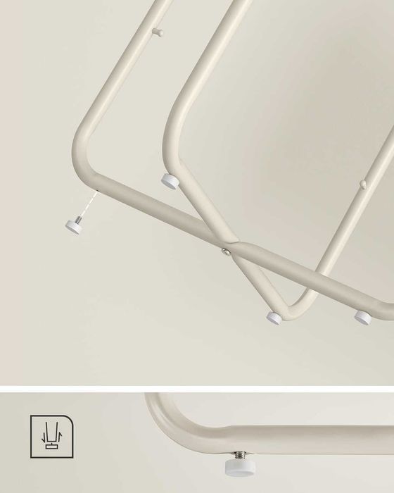 Stolik kawowy z materiałowym koszem ,kremowy