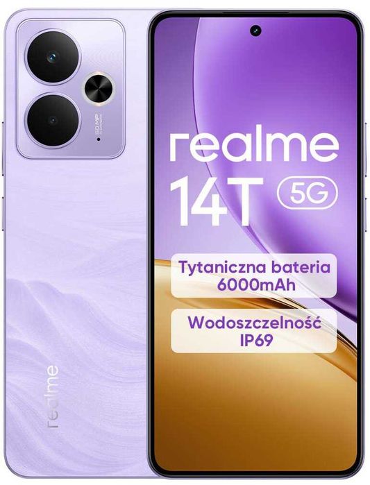 Nowy Realme 14T 5G 8/256GB Black GWARANCJA 699ZŁ Sklep CentralGSM Wawa