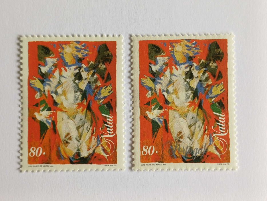 Filatelia - Portugal – Selos Natal 1995, com e sem Portugal