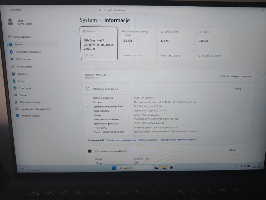 Dell Precision 5560 i5 plus stacja dokująca Dell d6000