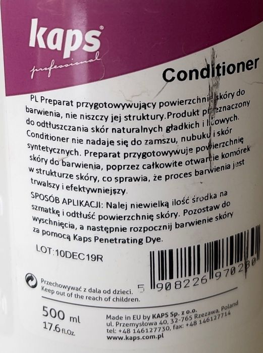 Conditioner  zmywacz do barwienia skór, barwienie barwnik farba