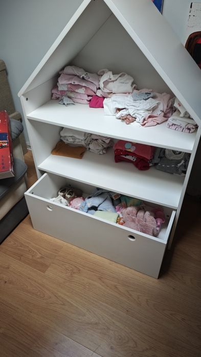 Estante Infantil Em Formato de Casinha Branca (com Gavetão de Arrumação)