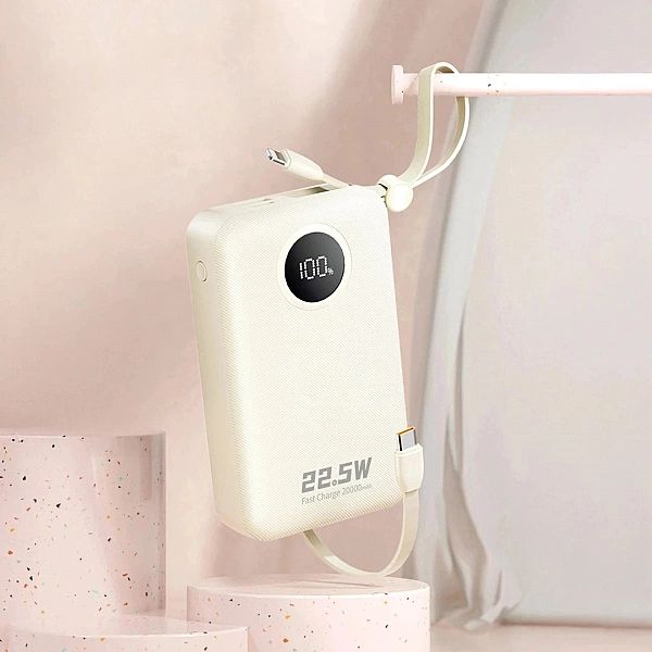 Powerbank Dudao K14+ 20000mAh 22.5W USB-C / USB-A / wbudowane kable Li