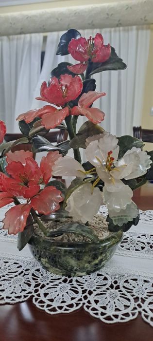 Bonsai em pedra Jade forma de flores