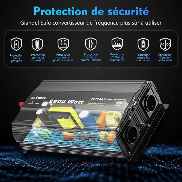 GIANDEL 2000W конвертер 12V 220V модифікований