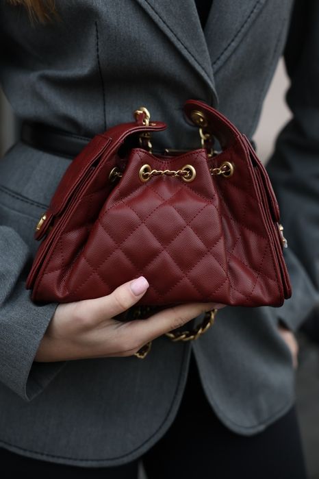 Сумка жіноча маленька Chanel 25 Micro Handbag in Grained Calfskin Burg