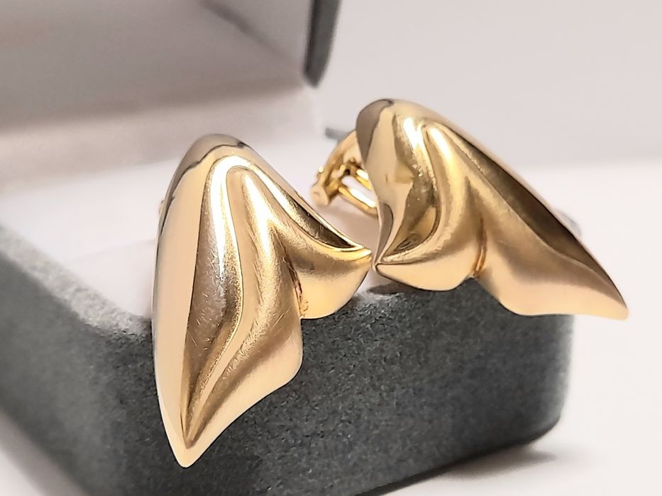 Złote Kolczyki LILIE Okazałe Jedyne 3D zloto