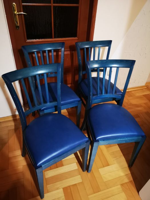 4 krzesła drewniane turkusowe
