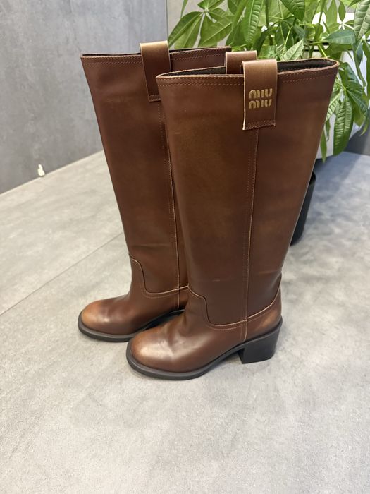 Kozaki Miu Miu brązowe