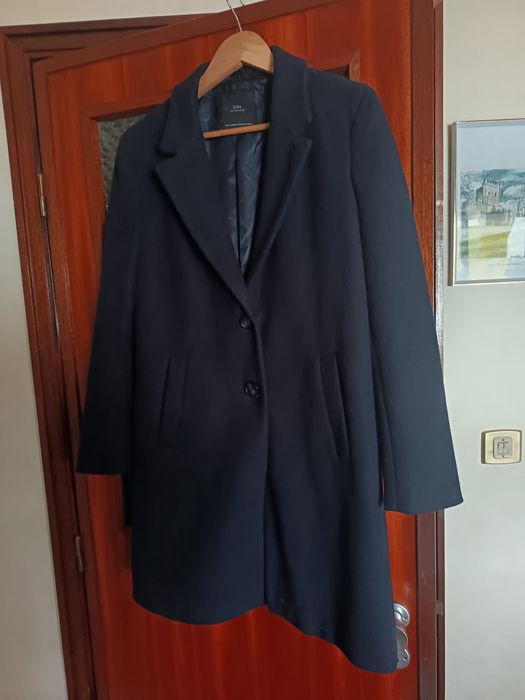 Sobretudo Zara azul escuro Tam. M forrado