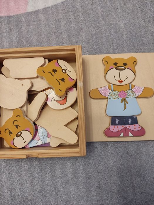Drewniana układanka miś