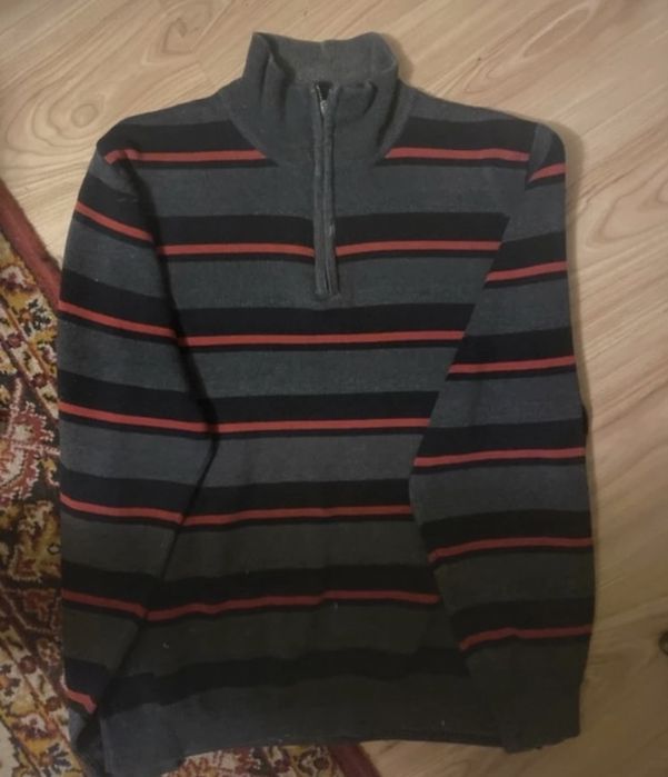 Sweter meski szary w paski roz. XL