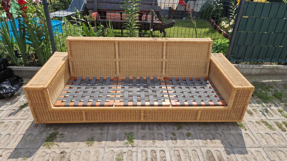 Sofa rattanowa 3os funkcja spania z rattanu ogrodowa naturalna RATTAN