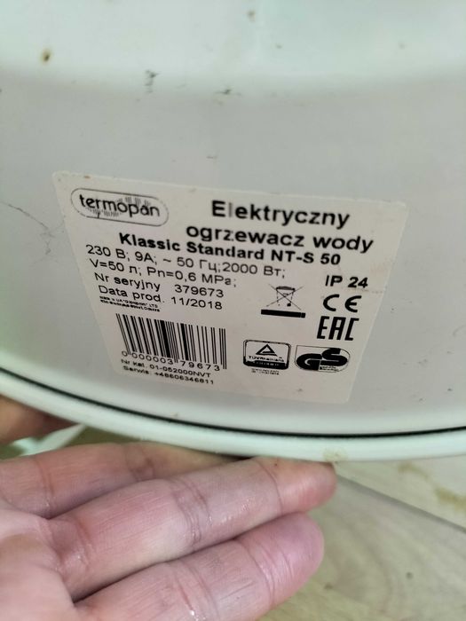 Bojler Termopan Klasik Standard NT-S 50 50L 2000W elektryczny podgrzewacz wody