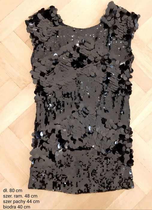 Asos czarne cekiny super mini sukienka Sylwester rozm. M