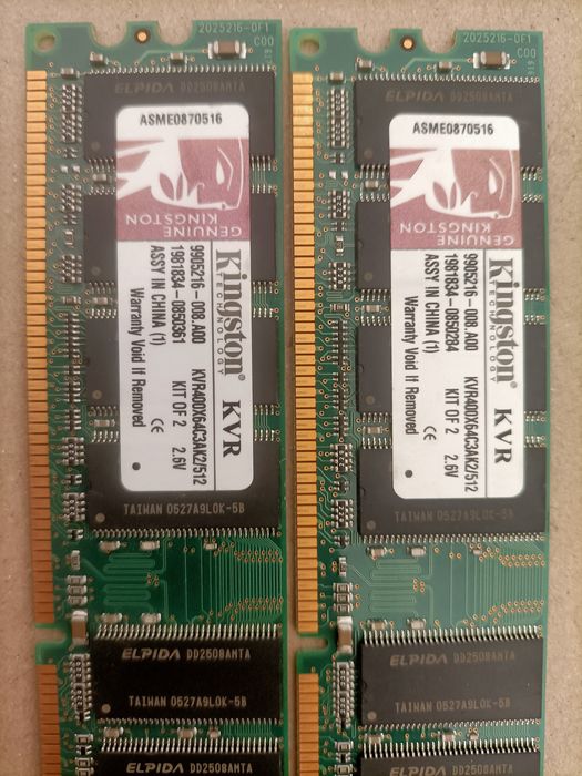 Pamięć RAM DDR2 KINGSTON kvr400x64c3ak2/512 2x 256 sparowane kości ram
