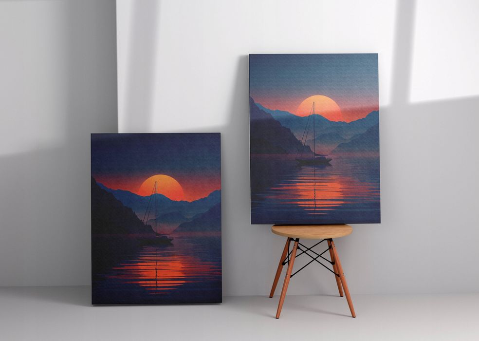 Obraz na płótnie "Zachód Słońca na Morzu" 90x120 cm