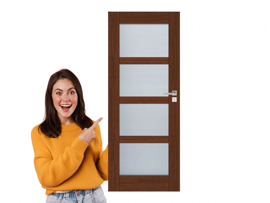 Drzwi wewnętrzne DRACO z dużymi szybami Windoor Przylgowe Bezprzylgowe