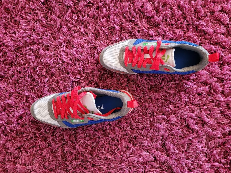 Ténis Puma R78 cinzento e azul