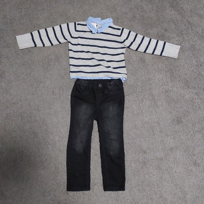 Zestaw świąteczny jeansy sweter z koszulą chłopiec Smyk H&M r.92