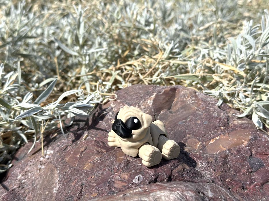 Mini Mops 3D – ruchoma, przegubowa mini figurka psa, Minimals, zabawka, pies