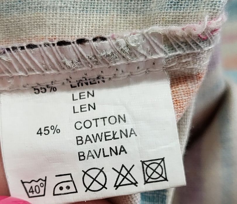 Letnia, lniana sukienka, paski, tęczowa, mariquita, 140 cm, 2