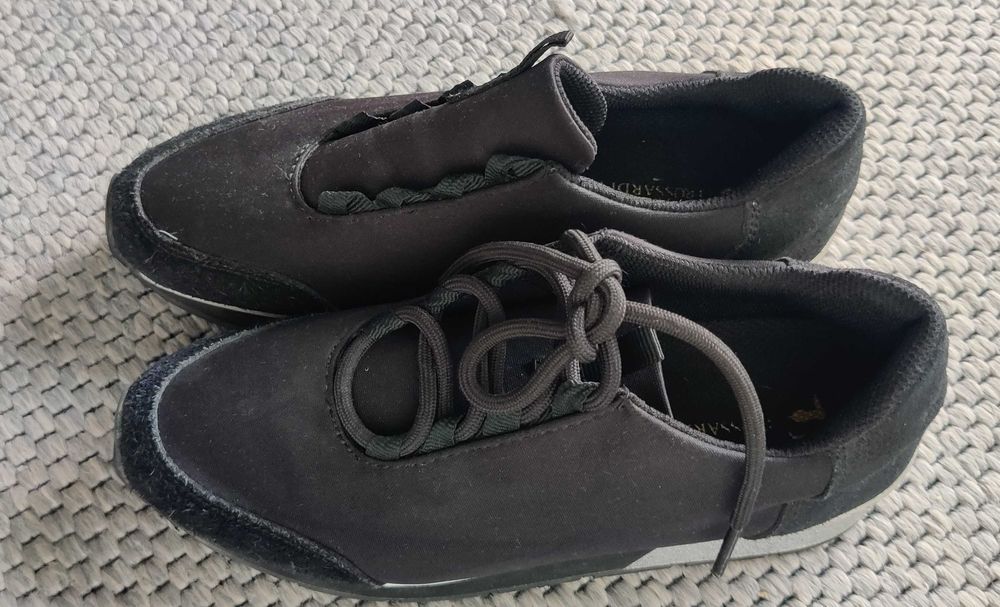 Trussardi Jeans sneakersy czarne  36 - srebrne podeszwy