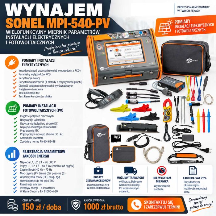 Wypożyczenie miernika Sonel MPI-540 PV