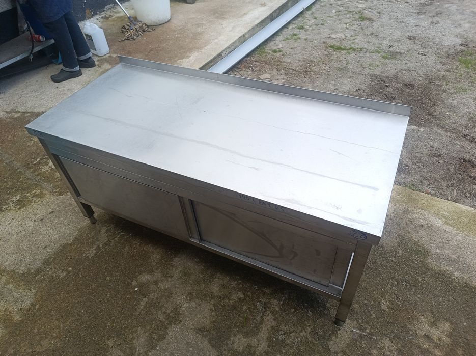 Bancada Inox baixa com portas