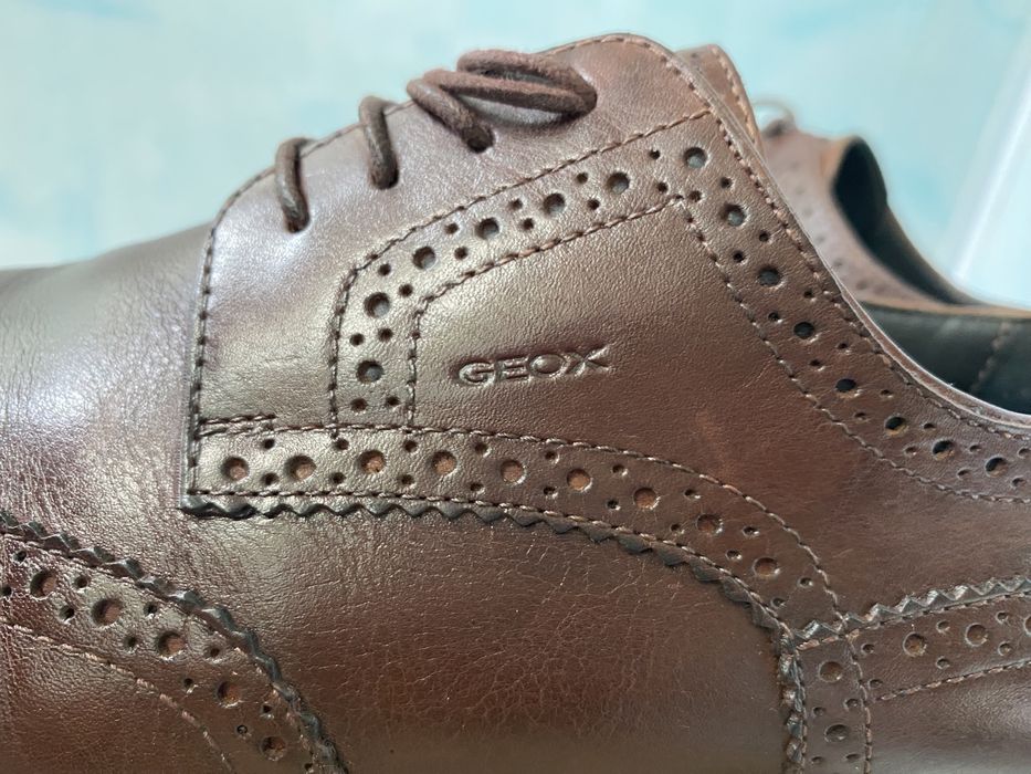 Туфлі Geox 42 р шоколад чоловічі броги, оксфорди, дербі