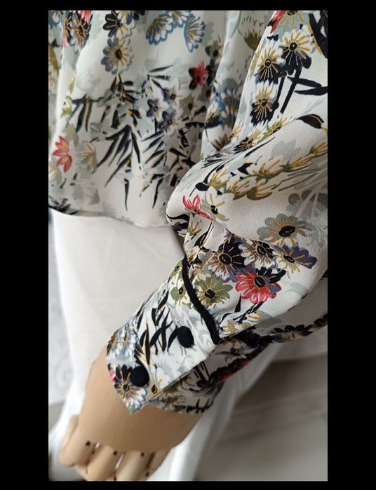 Zara bluzka blouse biust 48x2 M L baskinka koktajl kwiatowy urocza