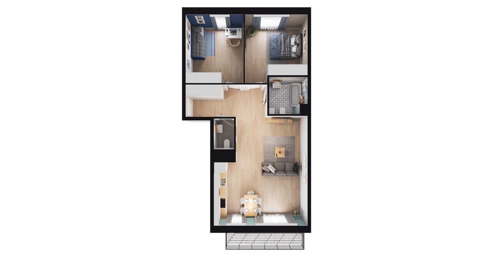 3-pokojowe mieszkanie 63 m² + loggia - Widok 3